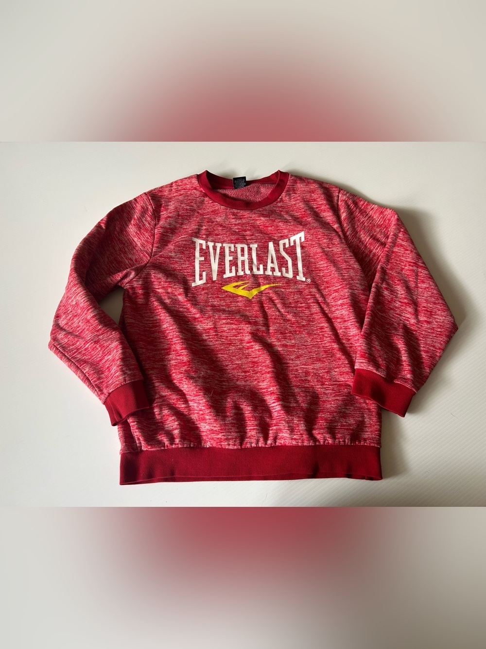 Everlast Red Marled Sweatshirt with White Logo and Yellow Emblem